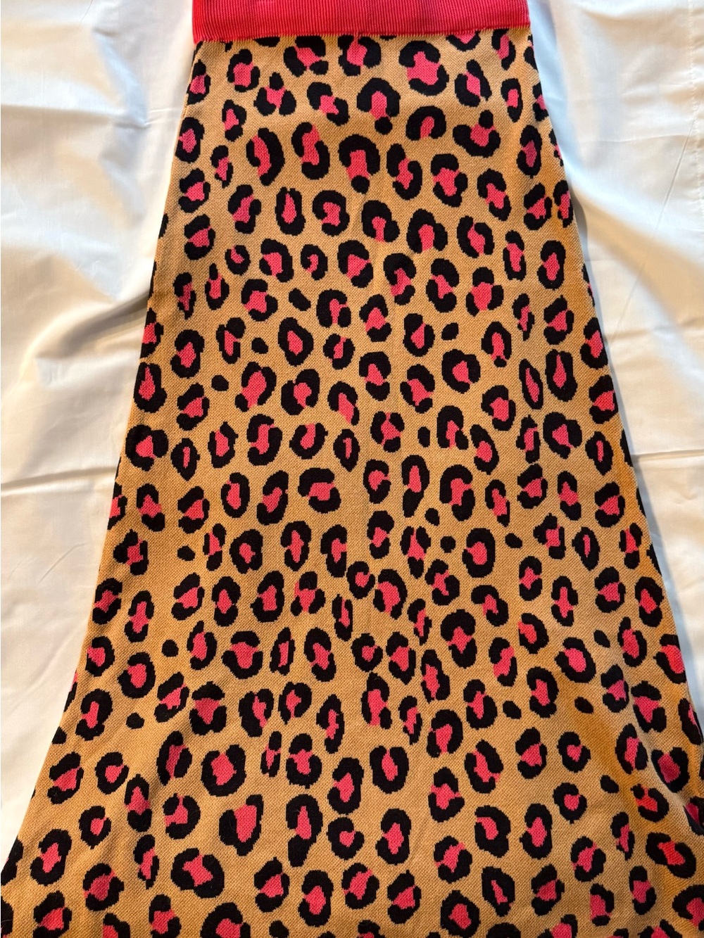 Pink Leopard Print Maxi Skirt with Tan Background